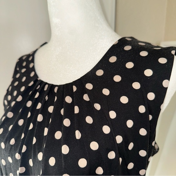 BCBGMaxAzria Black and Cream Polka Dot Blouse shell - Picture 4 of 4